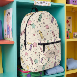 Süßes Zur Schule Wachsmalstift Muster Bedruckter Rucksack
