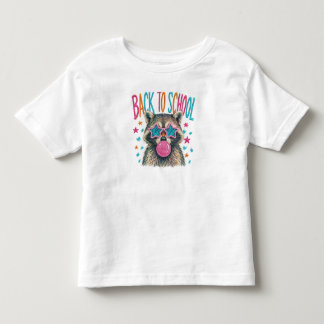 ✨ Süßes "Zurück zur Schule"-Waschbär-Stickereidesi Kleinkind T-shirt