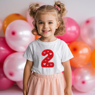 Süßes Zweijähriges Geburtstag Mädchen Herzen   Rot Baby T-shirt