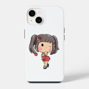 Süßes zwinkerndes Chibi-Mädchen iPhone 14 Hülle