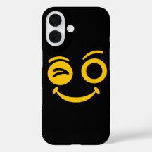 Süßes zwinkerndes Smiley-Gesicht Schwarze Handyhül