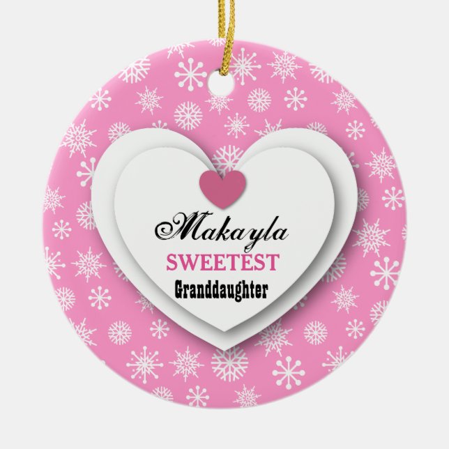 Süßeste Entenstochter Pink Weiße Schneeflocken C11 Keramikornament (Vorne)