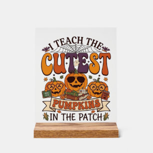 Süßeste Kürbisse Halloween Lehrer Brille Bücher_1 Acrylschild