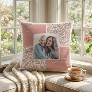 Süßeste Mama Vintage Blumiges Muttertagsfoto Kissen