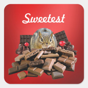 Süßeste Schokolade-Chipmunk anpassen Quadratischer Aufkleber