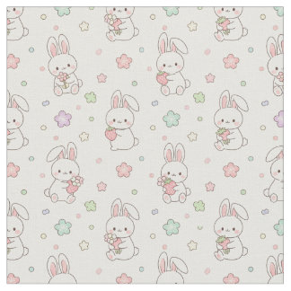 Süßeste Träume: Kawaii Hase und Erdbeere Stoff