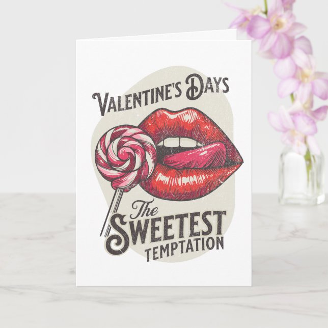 Süßeste Versuchung Vintage Lip Art Karte (Orchidee)