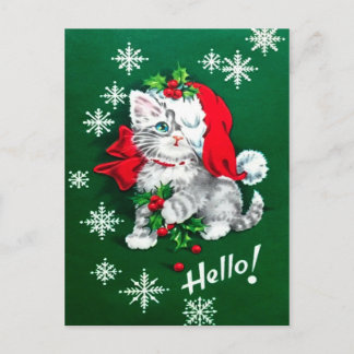 Süßeste vintage Weihnachts-Kätzchen-Feiertags-Post Postkarte
