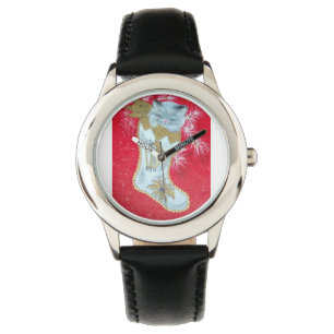 Süßeste Vintage Weihnachtskätzchen Armbanduhr