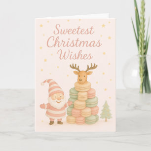 Süßeste Weihnachtswünsche Santa & Macarons Feiertagskarte