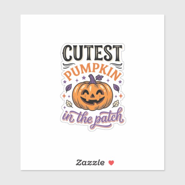 Süßester Kürbis im Patch Halloween-Shirt-Design Aufkleber (Blatt)