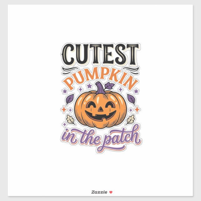 Süßester Kürbis im Patch Halloween-Shirt-Design Aufkleber (Blatt)