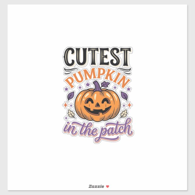 Süßester Kürbis im Patch Halloween-Shirt-Design Aufkleber (Blatt)