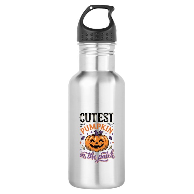 Süßester Kürbis im Patch Halloween-Shirt-Design Edelstahlflasche (Vorderseite)