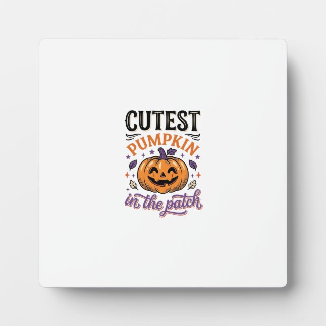 Süßester Kürbis im Patch Halloween-Shirt-Design Fotoplatte (Vorderseite)