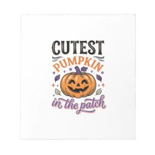 Süßester Kürbis im Patch Halloween-Shirt-Design Notizblock