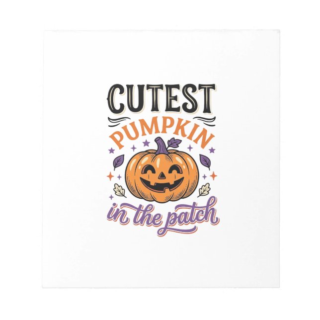 Süßester Kürbis im Patch Halloween-Shirt-Design Notizblock (Vorderseite)