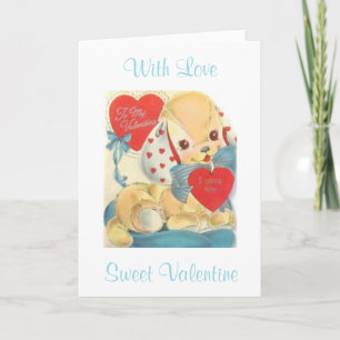 Süßester Vintage-Valentins-Puppy Feiertagskarte