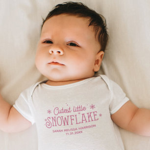 Süßestes kleines Schneeflocken-Baby erstes Weihnac Baby Strampler