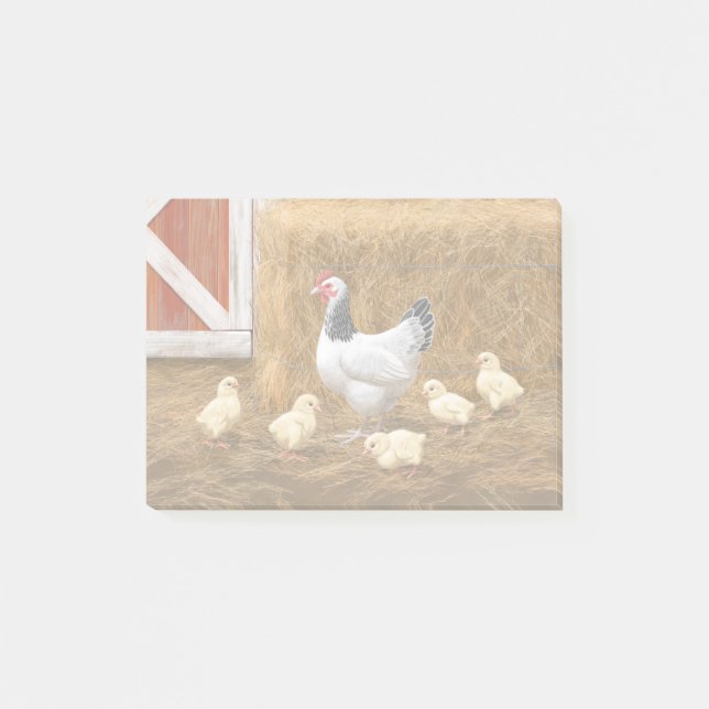 Sussex Chicken Mama Hen und Chicks Post-it Klebezettel (Vorderseite)