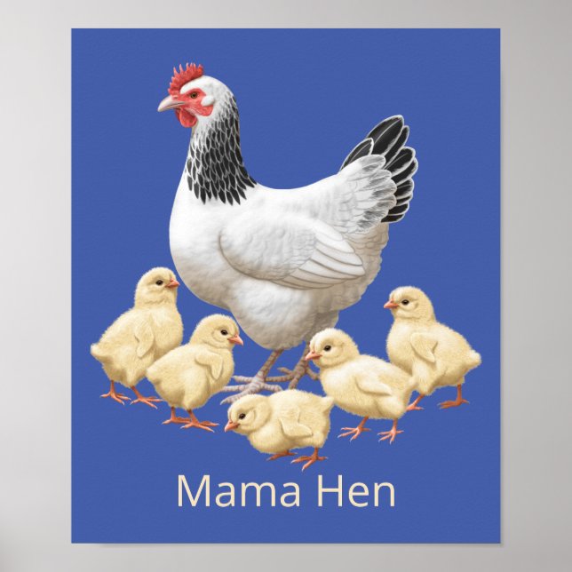 Sussex Chicken Mama Hen und Chicks Poster (Vorne)
