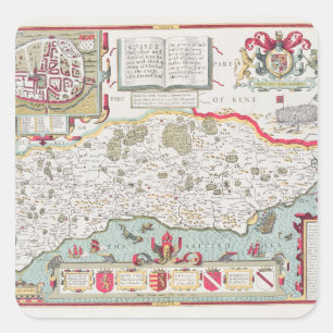 Sussex, eingegraben von Jodocus Hondius von John Quadratischer Aufkleber