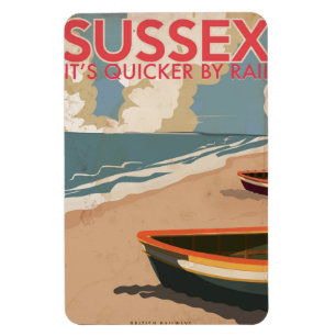 Sussex, England, Vintages Lokomotive Travel Poster Magnet