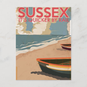 Sussex, England, Vintages Lokomotive Travel Poster Postkarte