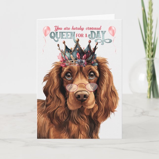Sussex Spanel Dog Queen Day Funny Birthday Karte (Vorderseite)