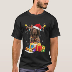 Sussex Spanel Dog Reindeer Weihnachtsmannmütze Hun T-Shirt