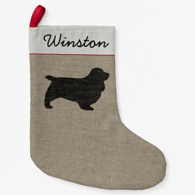Sussex Spanel Dog Silhouette Personalisiert Holida Kleiner Weihnachtsstrumpf (Vorderseite)