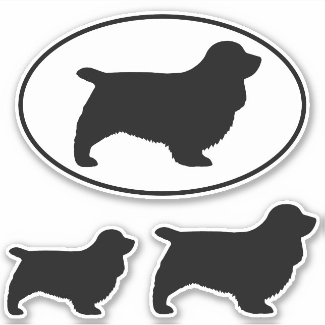 Sussex Spanel Silhouetten Hunde Vinyl Sticker Set (Vorderseite)