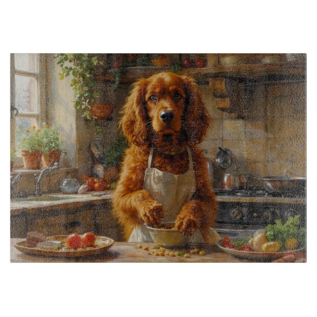 Sussex Spaniel Cooking in Kitchen Schneidebrett (Vorderseite)