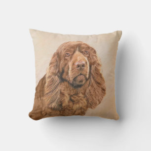 Sussex Spaniel Gemälde - Süße originelle Hundekuns Kissen