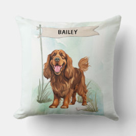 Sussex Spaniel Watercolor Personalized Dog Kissen