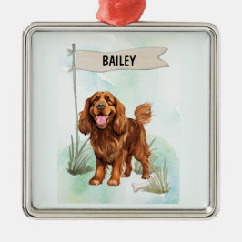Sussex Spaniel Watercolor Personalized Dog Ornament Aus Metall