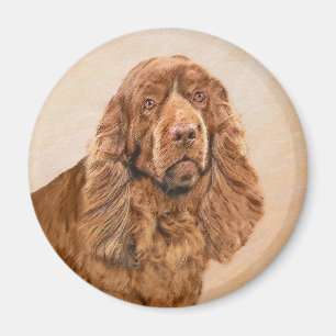 Sussex Spanisch Painting - Niedliche Original Dog Magnet