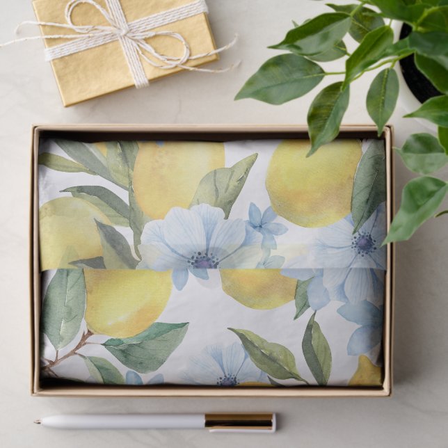 Süßfarben-Zitronen und Blume-Gewebe Seidenpapier (Geschenk)