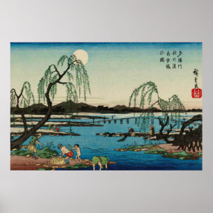 Süßfische fangen Tama-Fluss Utagawa Hiroshige  Poster