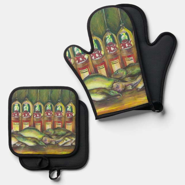 Süßfleisch Ofenhandschuh & Topflappen-Set (Vorderseite/Rückseite)