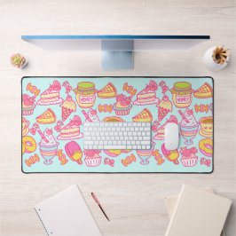 Süßgebäck und Getränke Blue Desk Mat Schreibtischunterlage