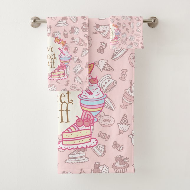 Süßgebäck und Getränke Peach Badhandtuch Set (Insitu)