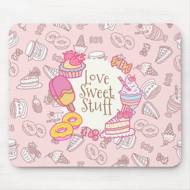 Süßgebäck und Getränke Peach Mousepad (Vorne)