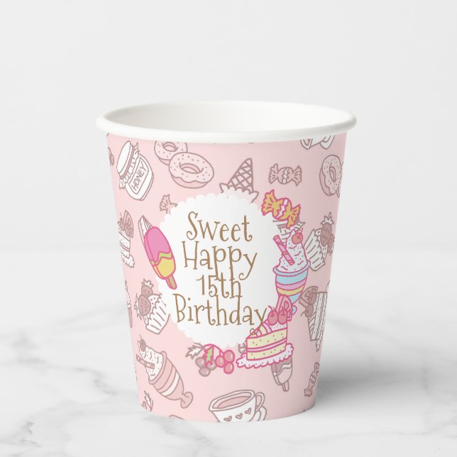 Süßgebäck und Getränke Peach Pappbecher (Vorderseite)