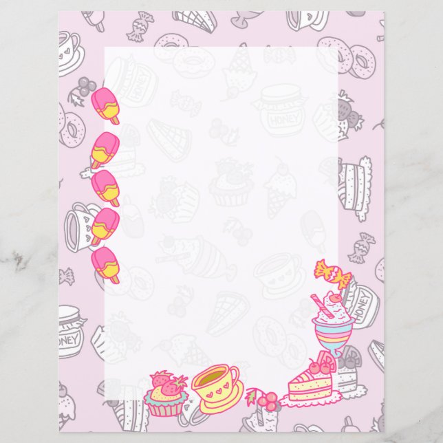 Süßgebäck und Getränke Rosa (Vorderseite)