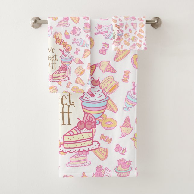 Süßgebäck und Getränke Weißes Badetuch Set (Insitu)