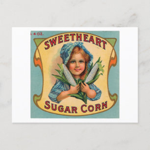 Süßherz Zucker Mais Vintage Etikett Postkarte