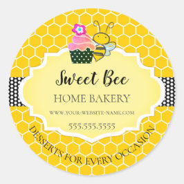 Süßhoney Bee Cupcake Bäckerei Runder Aufkleber