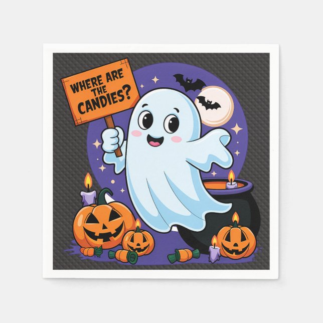 Süßiger Halloween-Gespenst Serviette (Vorderseite)