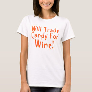 Süßigkeit für Wein-lustiges Halloween-Sprichwor T-Shirt